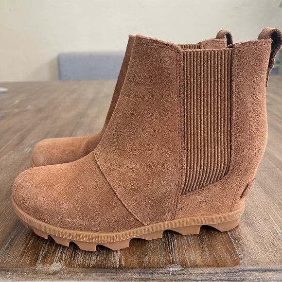 Sorel Women Boot Joan of Artic II Chunky Wedge Tan Brown Chelsea Snow Boots 6.5 - Picture 1 of 9